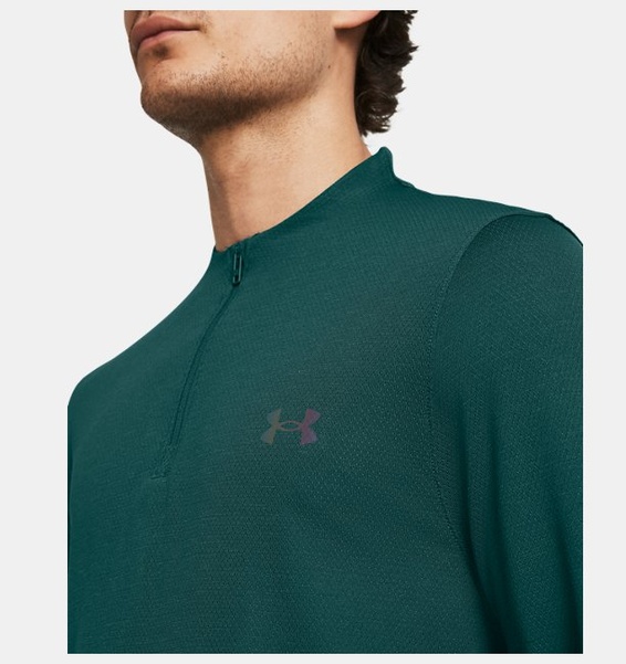 Petrol Yeşili Erkek UA Vanish Elite Dikişsiz 1/4 Fermuarlı Uzun Kollu T-shirt