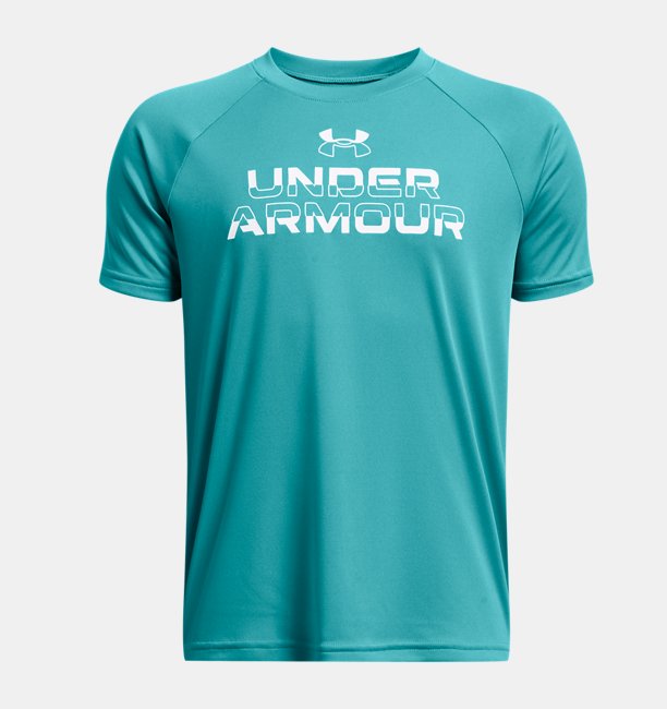 Erkek Çocuk UA Tech Split Wordmark Kısa Kollu Petrol Yeşili
