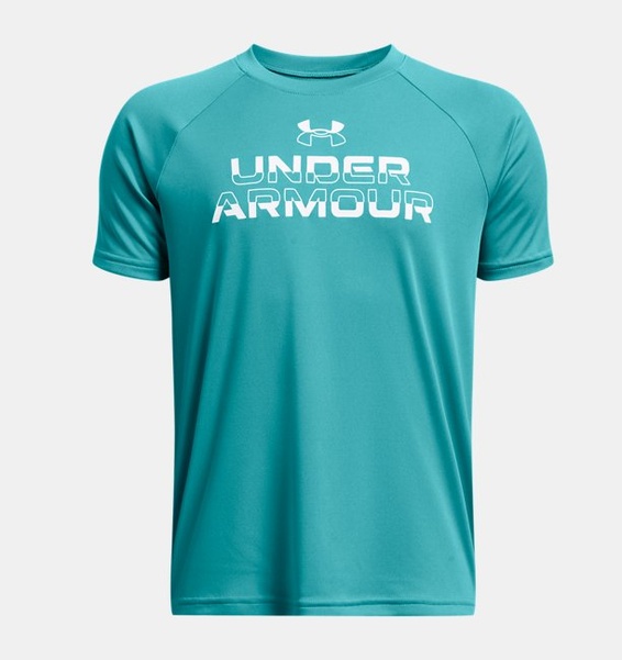 Petrol Yeşili Erkek Çocuk UA Tech Split Wordmark Kısa Kollu
