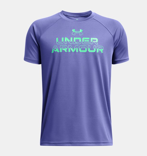 Erkek Çocuk UA Tech Split Wordmark Kısa Kollu Mor
