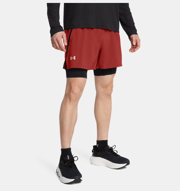 Erkek UA Launch 5inch 2-in-1 Şort Turuncu