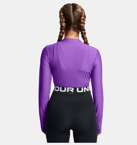 Lila Kadın UA HeatGear Rib 1/4 Fermuarlı Uzun Kollu T-shirt