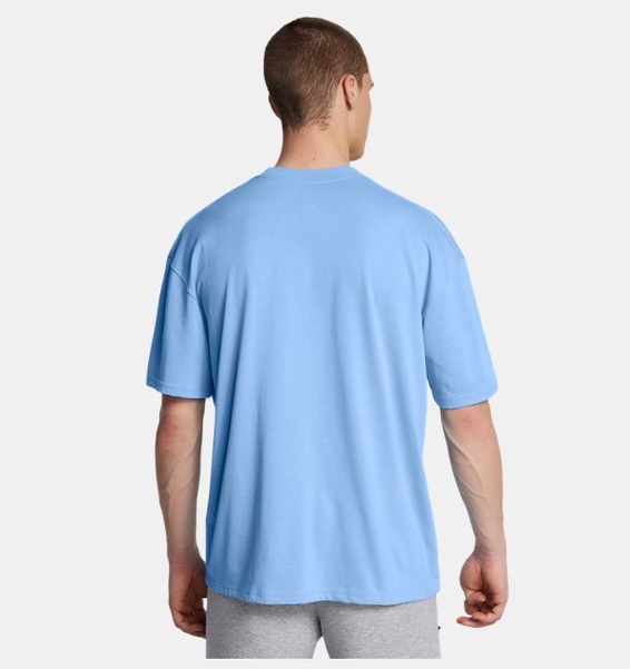 Mavi Erkek UA Heavyweight Oversized Branded Kısa Kollu T-shirt