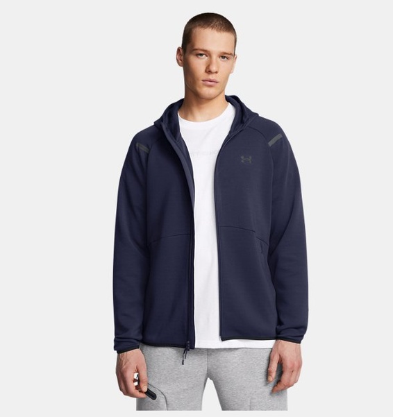 Lacivert Erkek UA Unstoppable Fleece Tam Fermuarlı HD EU Sweatshirt