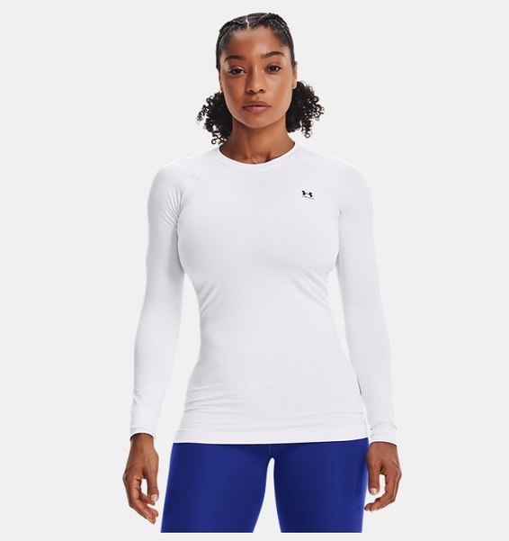 Beyaz Kadın UA CG Authentics Bisiklet Yaka Uzun Kollu T-shirt