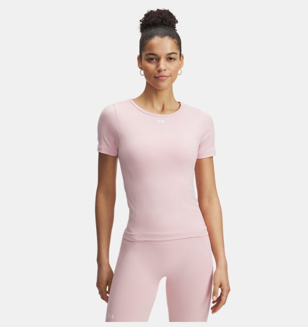 Kadın UA Vanish Dikişsiz Kısa Kollu T-shirt Pembe