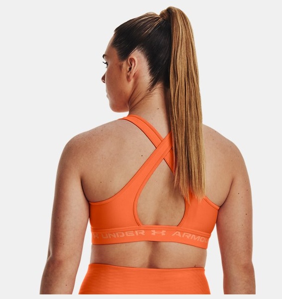 Turuncu Kadın UA Crossback Mid Spor Sütyeni