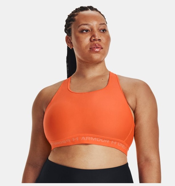 Turuncu Kadın UA Crossback Mid Spor Sütyeni