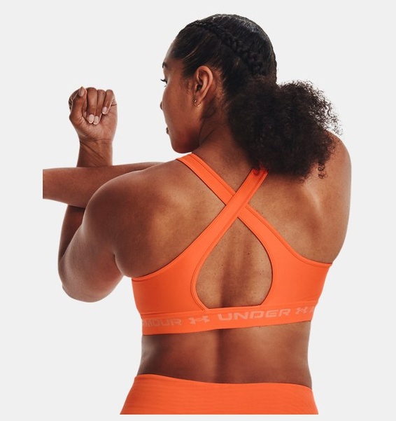 Turuncu Kadın UA Crossback Mid Spor Sütyeni