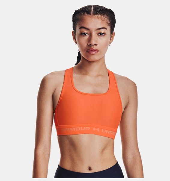 Turuncu Kadın UA Crossback Mid Spor Sütyeni