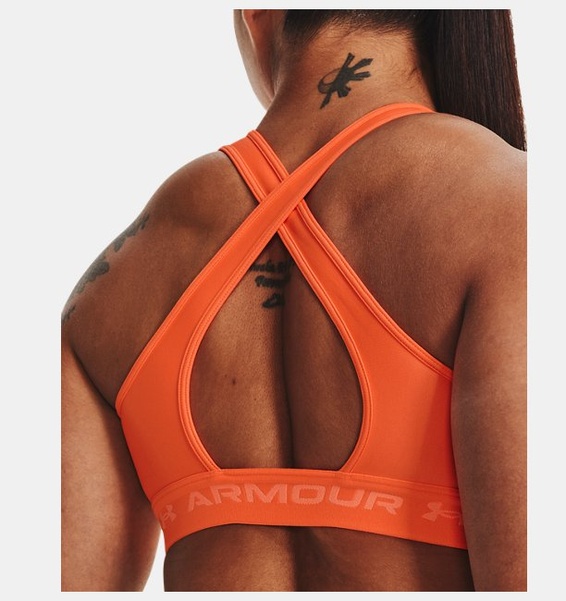 Turuncu Kadın UA Crossback Mid Spor Sütyeni