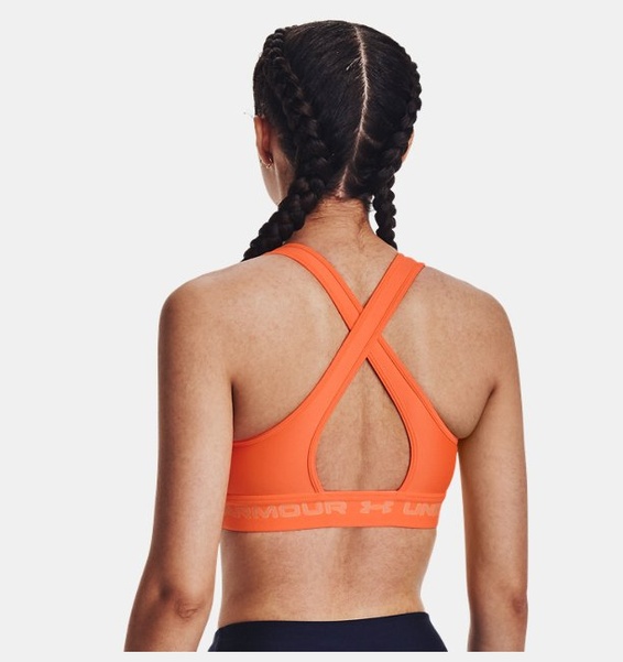 Turuncu Kadın UA Crossback Mid Spor Sütyeni