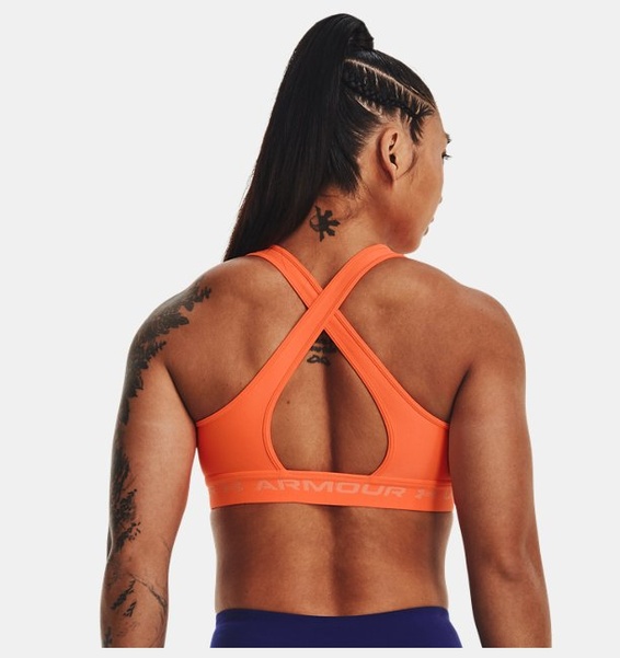 Turuncu Kadın UA Crossback Mid Spor Sütyeni