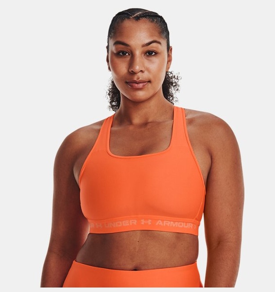 Turuncu Kadın UA Crossback Mid Spor Sütyeni