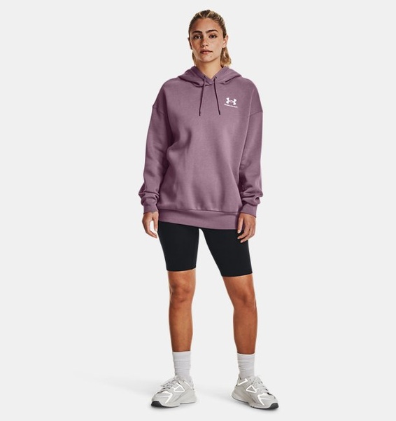 Mor Kadın UA Icon Fleece Oversized Kapüşonlu Üst