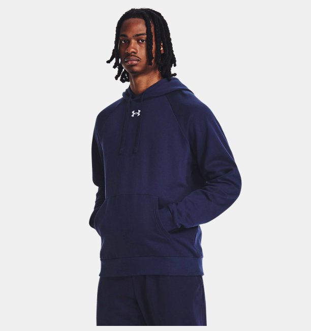 Erkek UA Rival Fleece Kapüşonlu Üst Lacivert