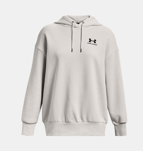 Gri Kadın UA Icon Fleece Oversized Kapüşonlu Üst