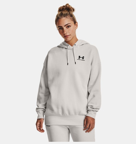 Gri Kadın UA Icon Fleece Oversized Kapüşonlu Üst