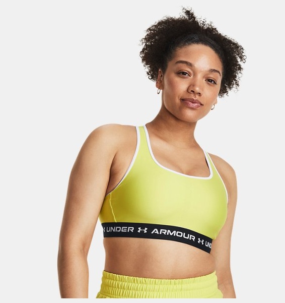 Sarı Kadın UA Crossback Mid Spor Sütyeni