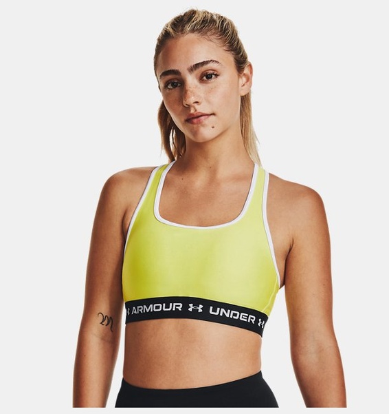 Sarı Kadın UA Crossback Mid Spor Sütyeni