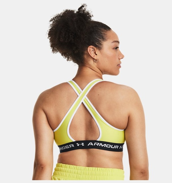 Sarı Kadın UA Crossback Mid Spor Sütyeni