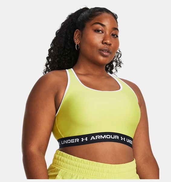 Sarı Kadın UA Crossback Mid Spor Sütyeni