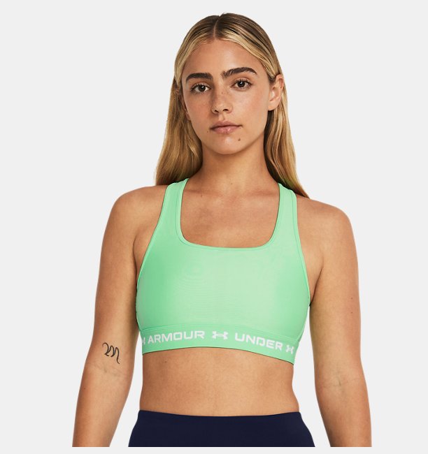 Kadın UA Crossback Mid Spor Sütyeni Neon Yeşil