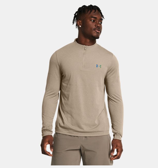 Erkek UA Vanish Elite Dikişsiz 1/4 Fermuarlı Uzun Kollu T-shirt Kahverengi