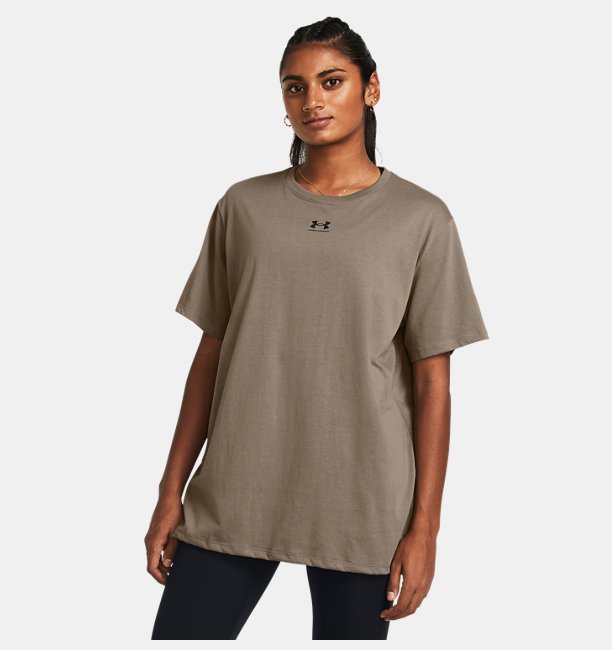 Kadın UA Campus Oversize Kısa Kollu T-shirt Kahverengi