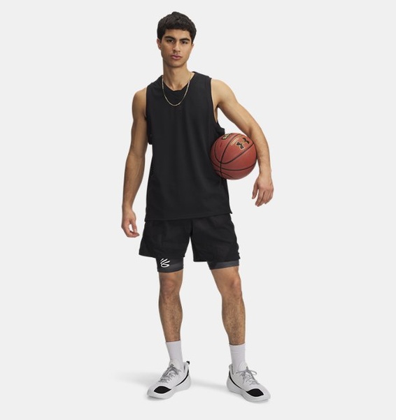 Siyah Erkek UA Curry HG Baskılı Kısa Tayt