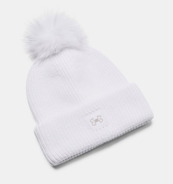 Beyaz Kadın ColdGear® Infrared Halftime Ribbed Pom Bere