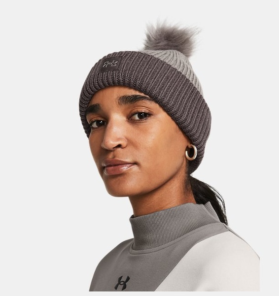Gri Kadın ColdGear® Infrared Halftime Ribbed Pom Bere