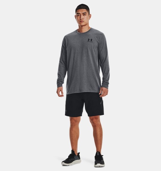Gri Erkek UA Sportstyle Left Chest Uzun Kollu Tişört