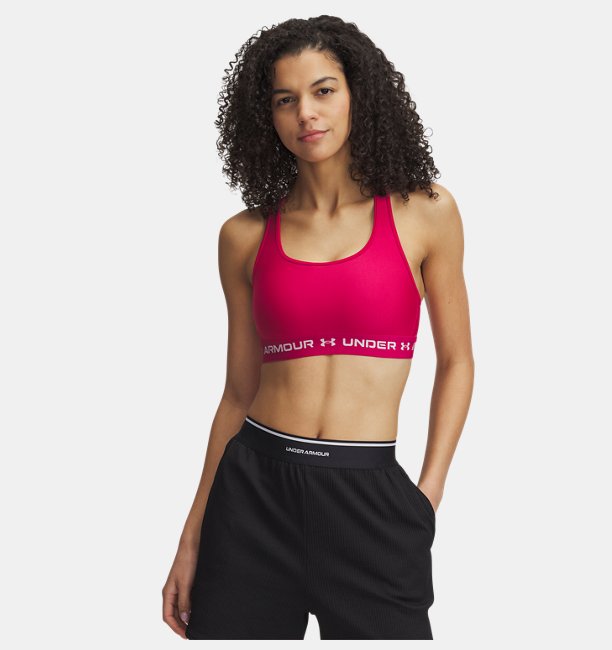 Kadın UA Crossback Mid Spor Sütyeni Pembe