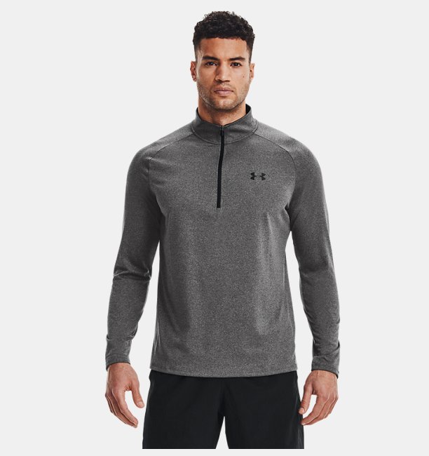 Erkek UA Tech 2.0 1/2 Fermuarlı Uzun Kollu T-shirt Gri