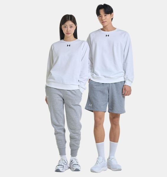 Beyaz Erkek UA Rival Fleece Bisiklet Yaka Sweatshirt