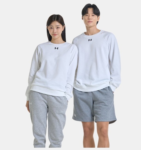 Beyaz Erkek UA Rival Fleece Bisiklet Yaka Sweatshirt