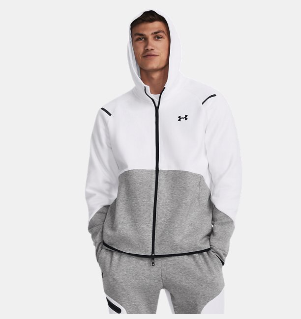 Erkek UA Unstoppable Fleece Tam Boy Fermuarlı Gri