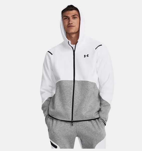 Gri Erkek UA Unstoppable Fleece Tam Boy Fermuarlı