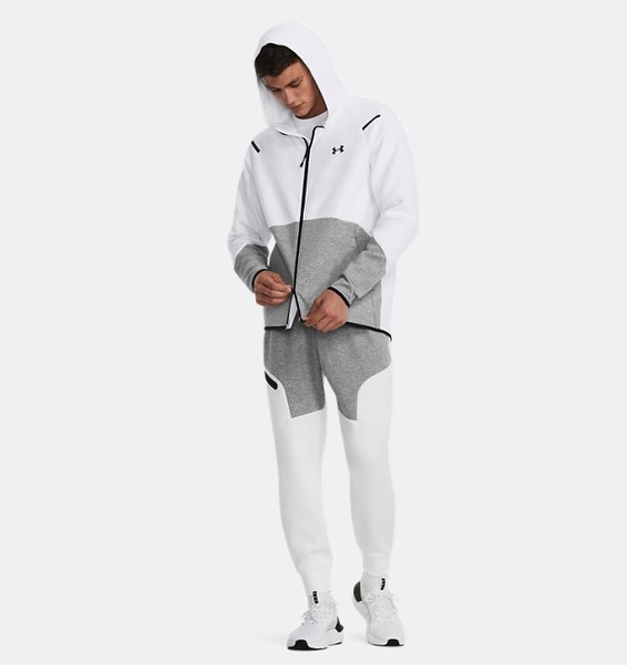 Gri Erkek UA Unstoppable Fleece Tam Boy Fermuarlı