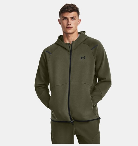 Haki Erkek UA Unstoppable Fleece Tam Boy Fermuarlı