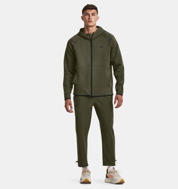 Haki Erkek UA Unstoppable Fleece Tam Boy Fermuarlı