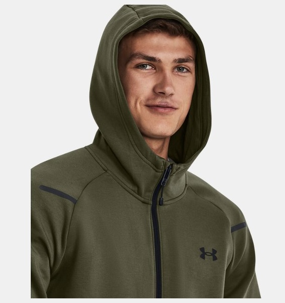 Haki Erkek UA Unstoppable Fleece Tam Boy Fermuarlı