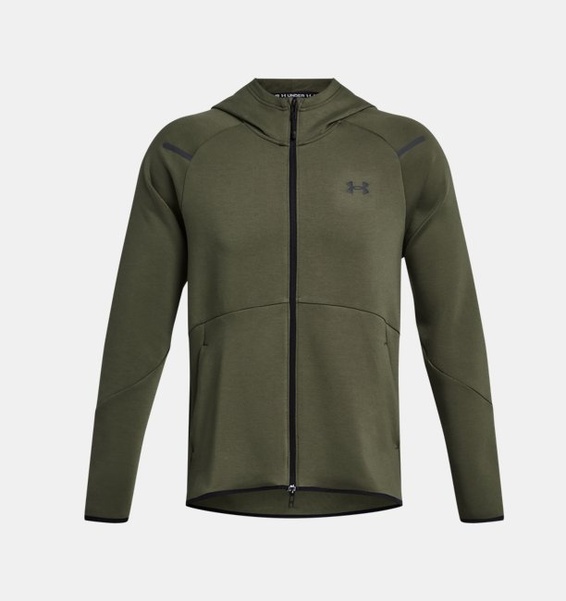 Haki Erkek UA Unstoppable Fleece Tam Boy Fermuarlı