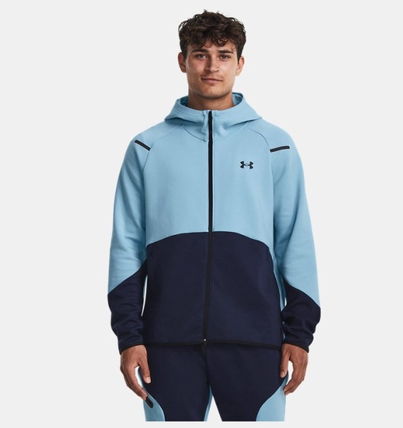 Mavi Erkek UA Unstoppable Fleece Tam Boy Fermuarlı