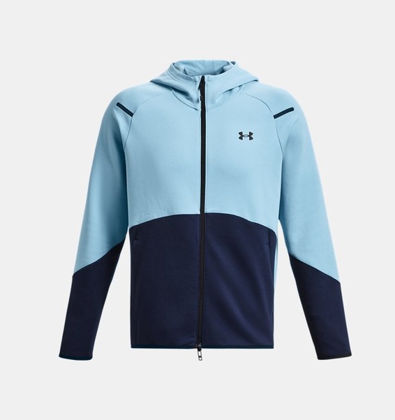 Mavi Erkek UA Unstoppable Fleece Tam Boy Fermuarlı