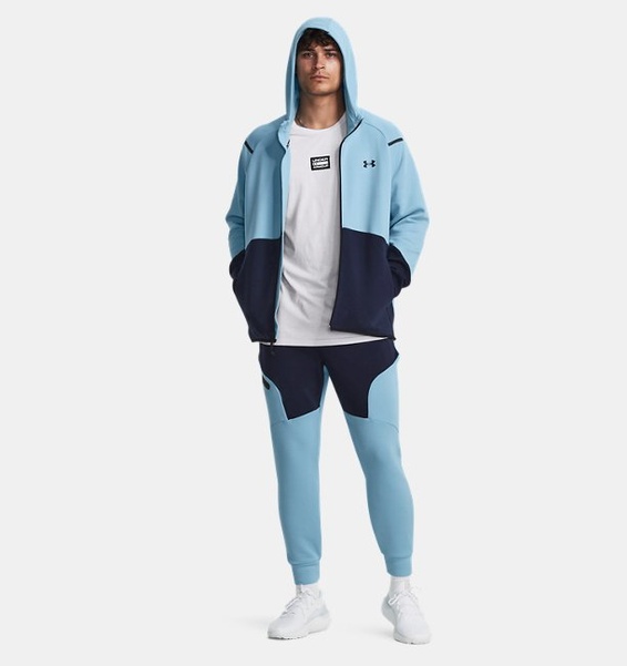 Mavi Erkek UA Unstoppable Fleece Tam Boy Fermuarlı