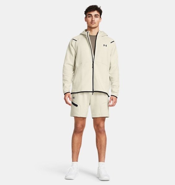 Bej Erkek UA Unstoppable Fleece Tam Boy Fermuarlı