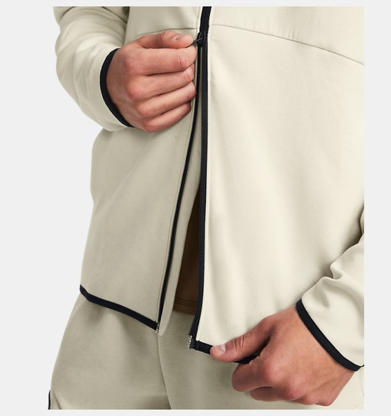 Bej Erkek UA Unstoppable Fleece Tam Boy Fermuarlı