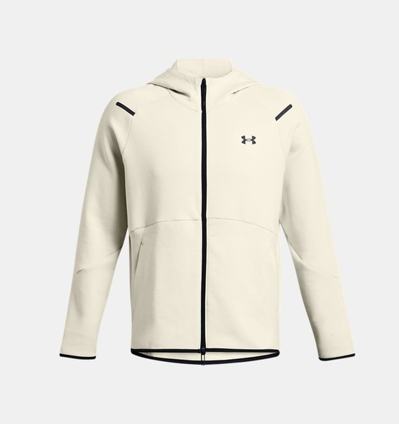 Bej Erkek UA Unstoppable Fleece Tam Boy Fermuarlı
